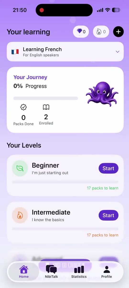 Nibi app screen